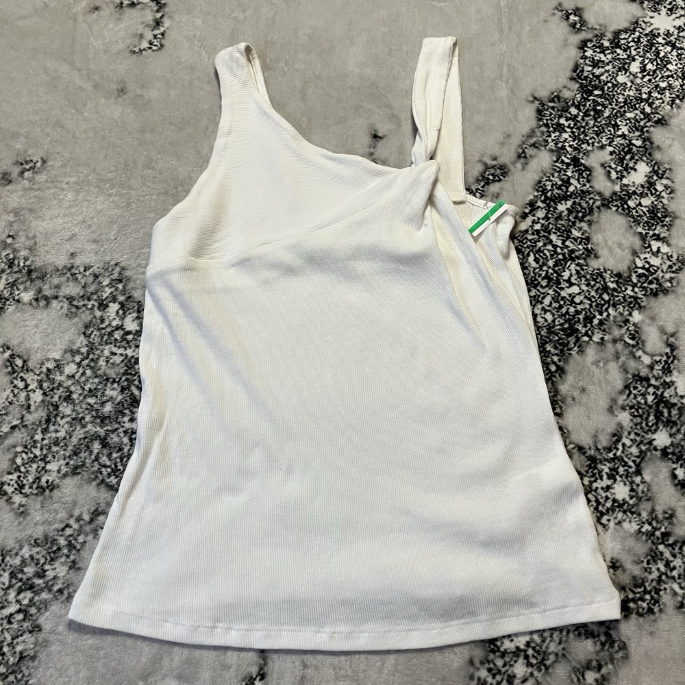 1‎ State Tank Top Womens Size Large White Ribbed Basic Cotton Twist Strap